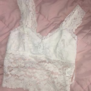 White lace crop top
